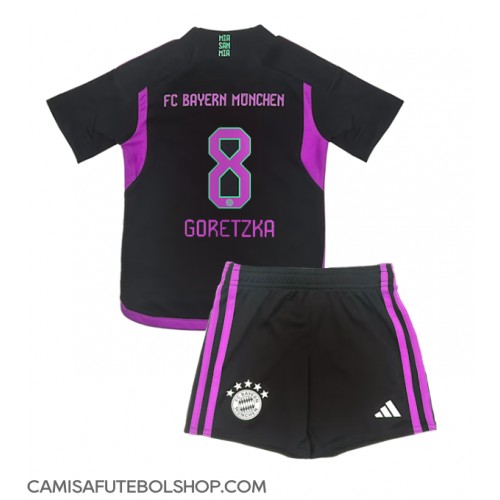 Camisa de time de futebol Bayern Munich Leon Goretzka #8 Replicas 2º Equipamento Infantil 2023-24 Manga Curta (+ Calças curtas)